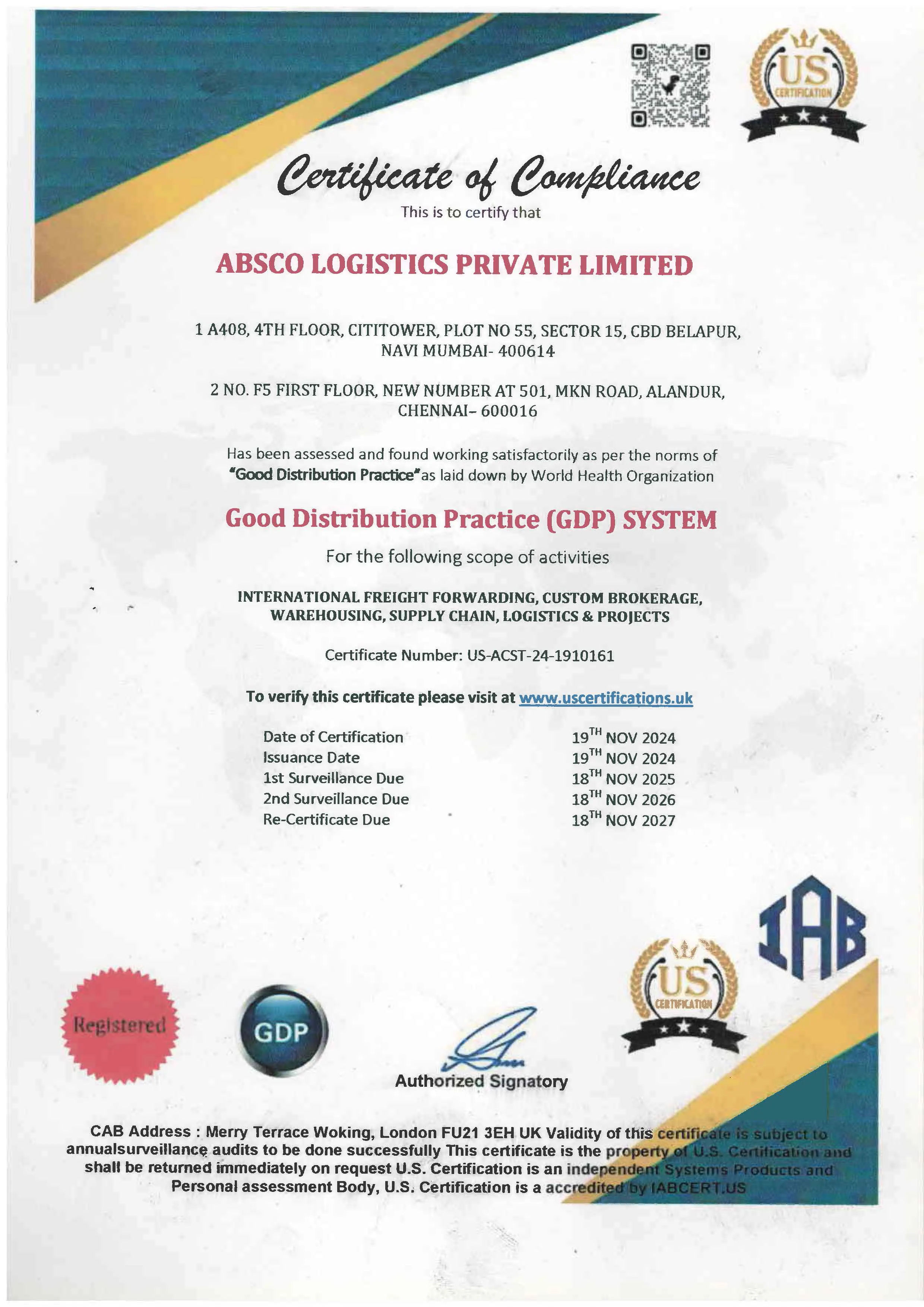 GDP CERTIFICATE